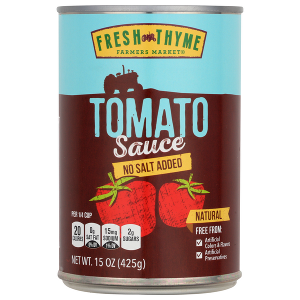slide 1 of 1, Fresh Thyme Tomato Sauce No Salt Added, 15 oz