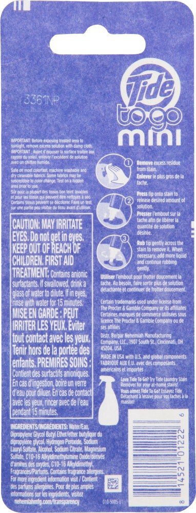slide 3 of 6, Tide To Go Instant Stain Remover Mini 0.11 fl oz, 0.11 fl oz