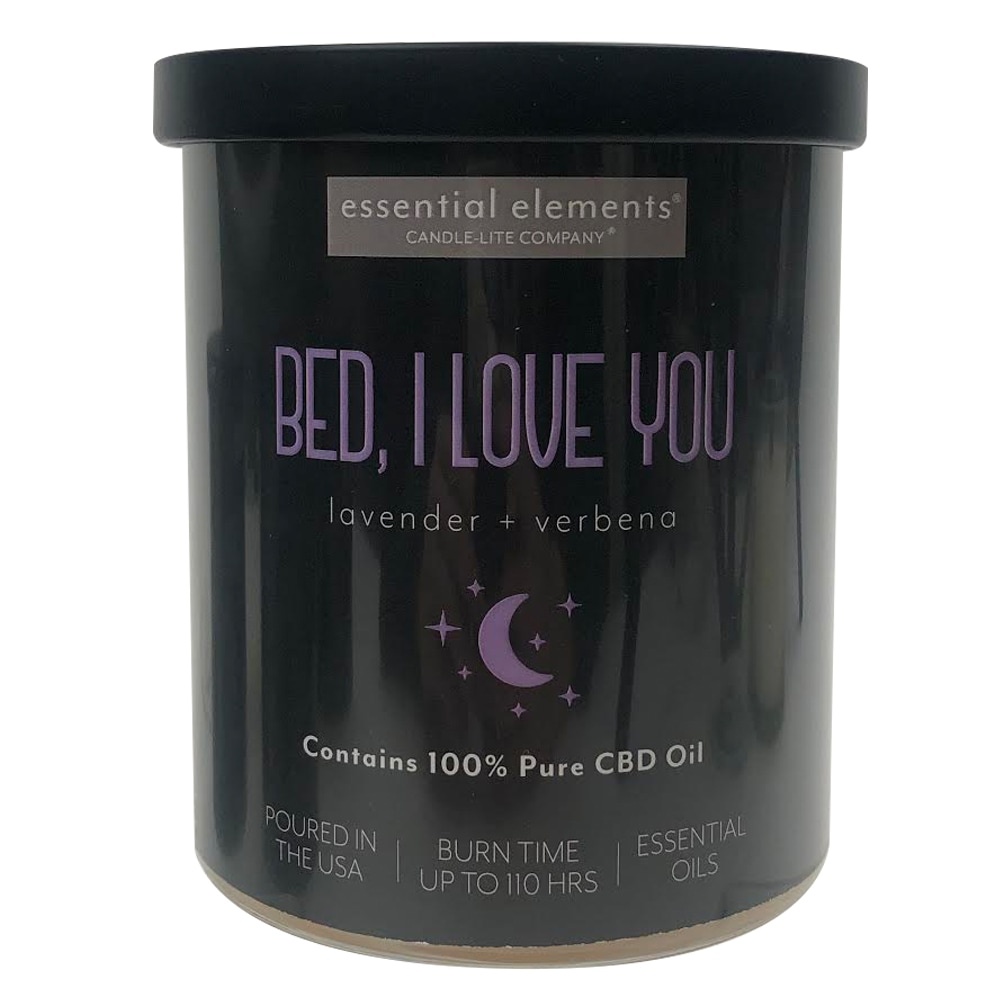 slide 1 of 1, Candle-Lite Essential Elements Bed I Love You Lavender + Verbena 2-Wick - Black, 16 oz