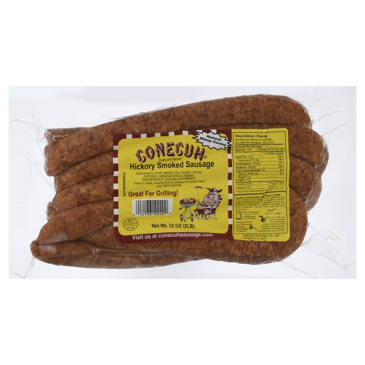 slide 1 of 10, Conecuh Hickory Smoked Sausage, 32 oz