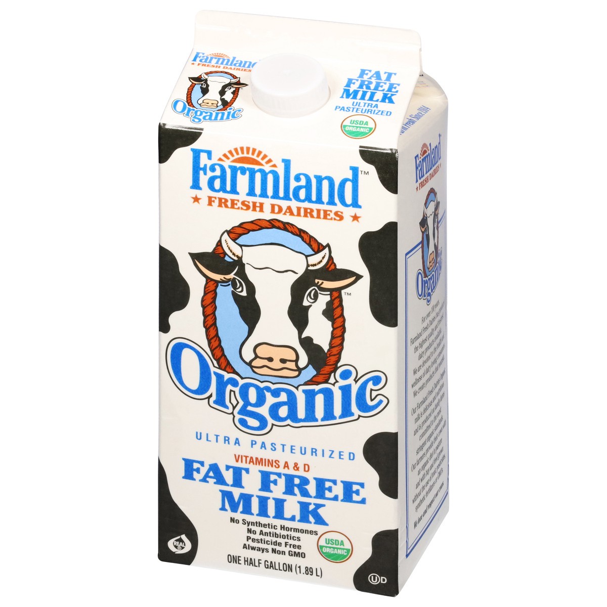 slide 9 of 13, Farmland Organic Fat Free Milk 0.5 gal, 1/2 gal