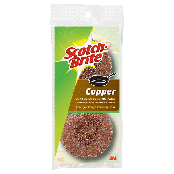 slide 1 of 5, Scotch-Brite Copper Coated Scrubbing Pads, 2 ct