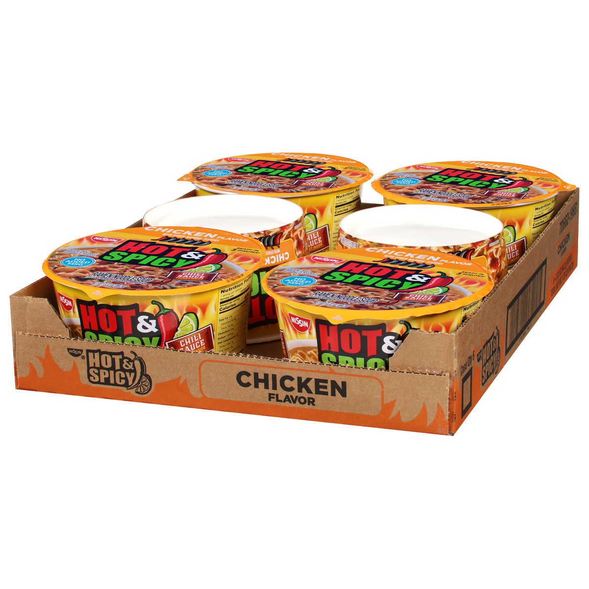 slide 3 of 9, Nissin Hot & Spicy Chicken Flavor Ramen Noodle Soup 6 - 3.32 oz Bowls, 6 ct
