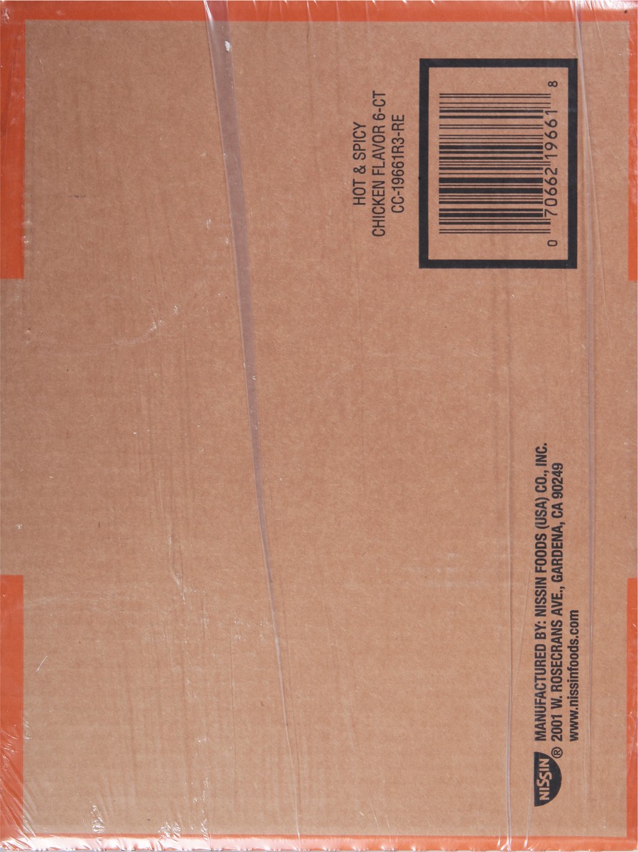 slide 2 of 9, Nissin Hot & Spicy Chicken Flavor Ramen Noodle Soup 6 - 3.32 oz Bowls, 6 ct