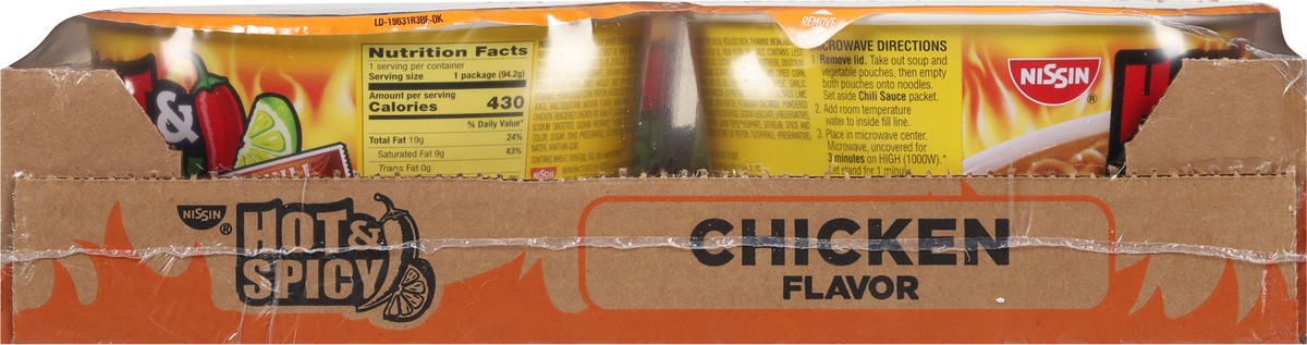 slide 7 of 9, Nissin Hot & Spicy Chicken Flavor Ramen Noodle Soup 6 - 3.32 oz Bowls, 6 ct