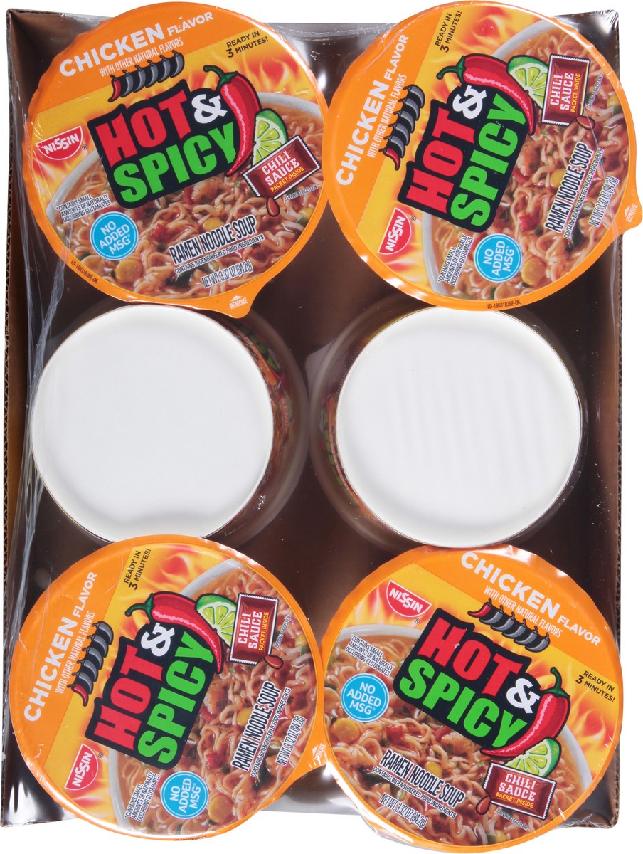 slide 9 of 9, Nissin Hot & Spicy Chicken Flavor Ramen Noodle Soup 6 - 3.32 oz Bowls, 6 ct