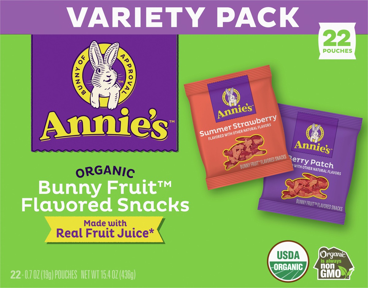 slide 5 of 13, Annie's Organic Bunny Fruit Snacks, Variety Pack, Gluten Free, 22 ct, 15.4 oz, 22 ct; 15.4 oz