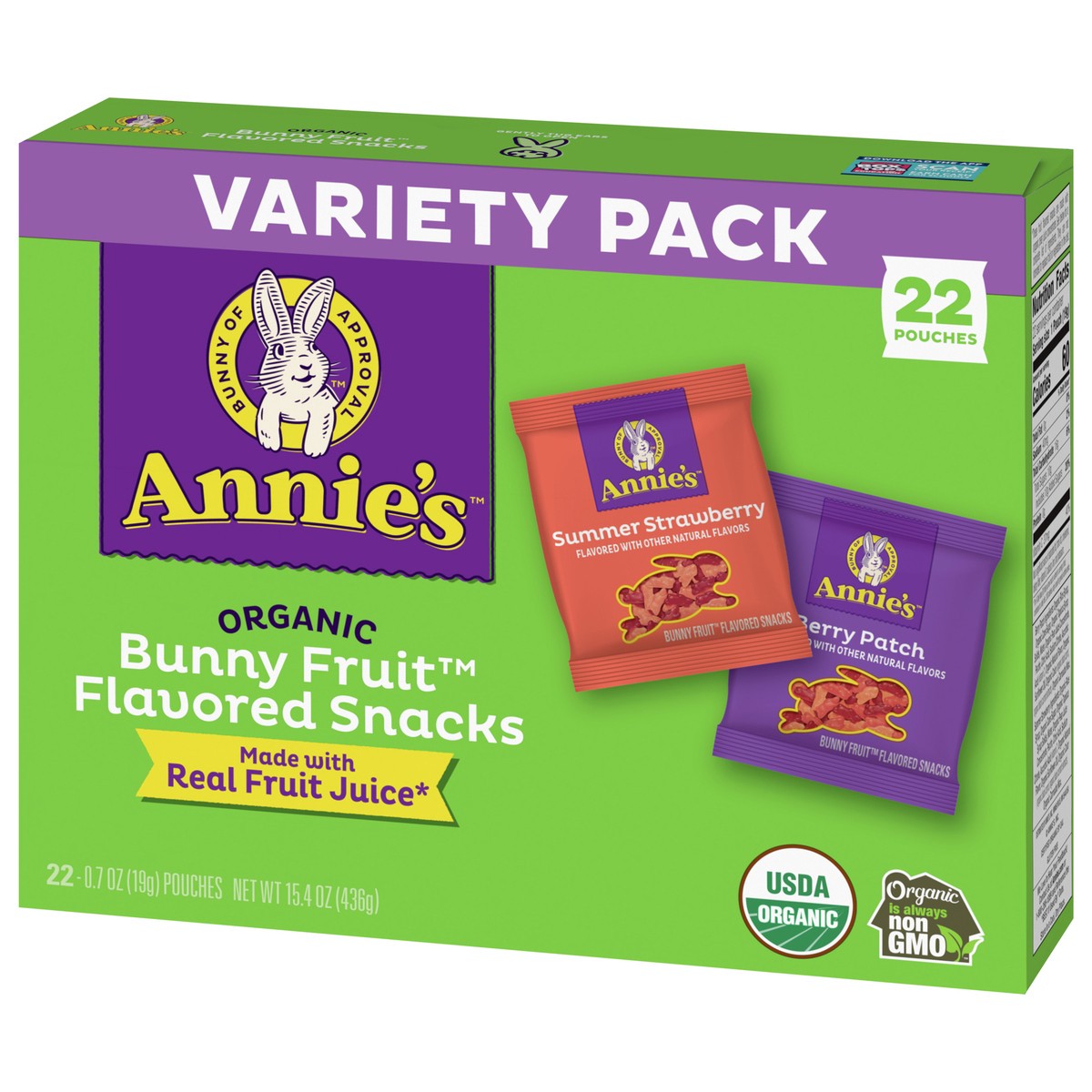 slide 3 of 13, Annie's Organic Bunny Fruit Snacks, Variety Pack, Gluten Free, 22 ct, 15.4 oz, 22 ct; 15.4 oz