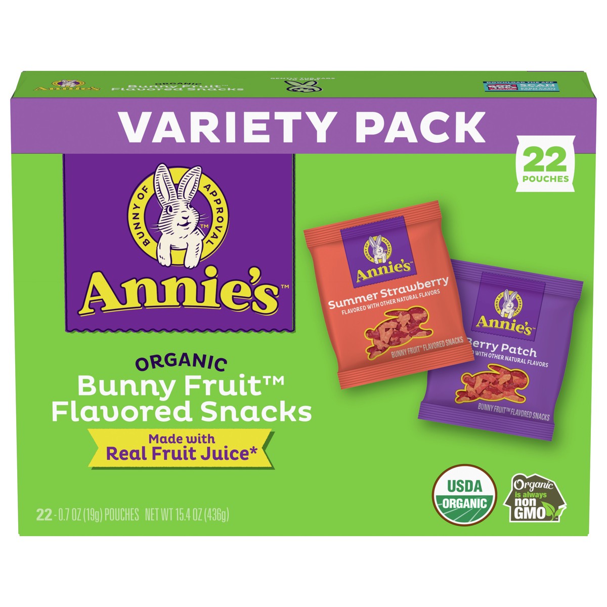 slide 1 of 13, Annie's Organic Bunny Fruit Snacks, Variety Pack, Gluten Free, 22 ct, 15.4 oz, 22 ct; 15.4 oz