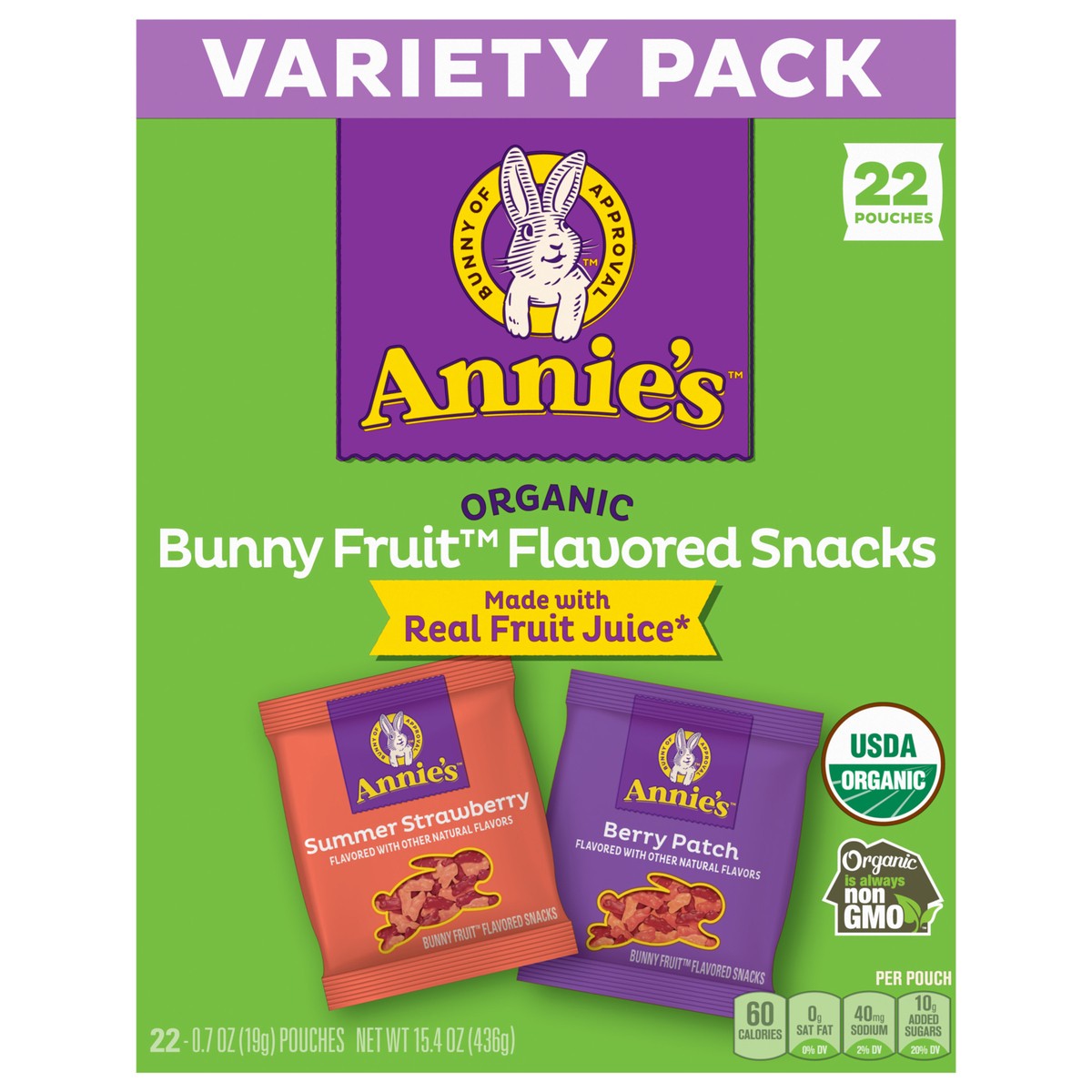 slide 1 of 13, Annie's Organic Bunny Fruit Snacks, Variety Pack, Gluten Free, Halloween Snacks, 22 Ct, 15.4 oz, 22 ct