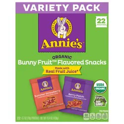 Annie's Organic Bunny Fruit Snacks, Variety Pack, Gluten Free, Halloween Snacks, 22 Ct, 15.4 oz
