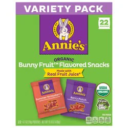 Annie's Organic Bunny Fruit Snacks, Variety Pack, Gluten Free, Halloween Snacks, 22 Ct, 15.4 oz