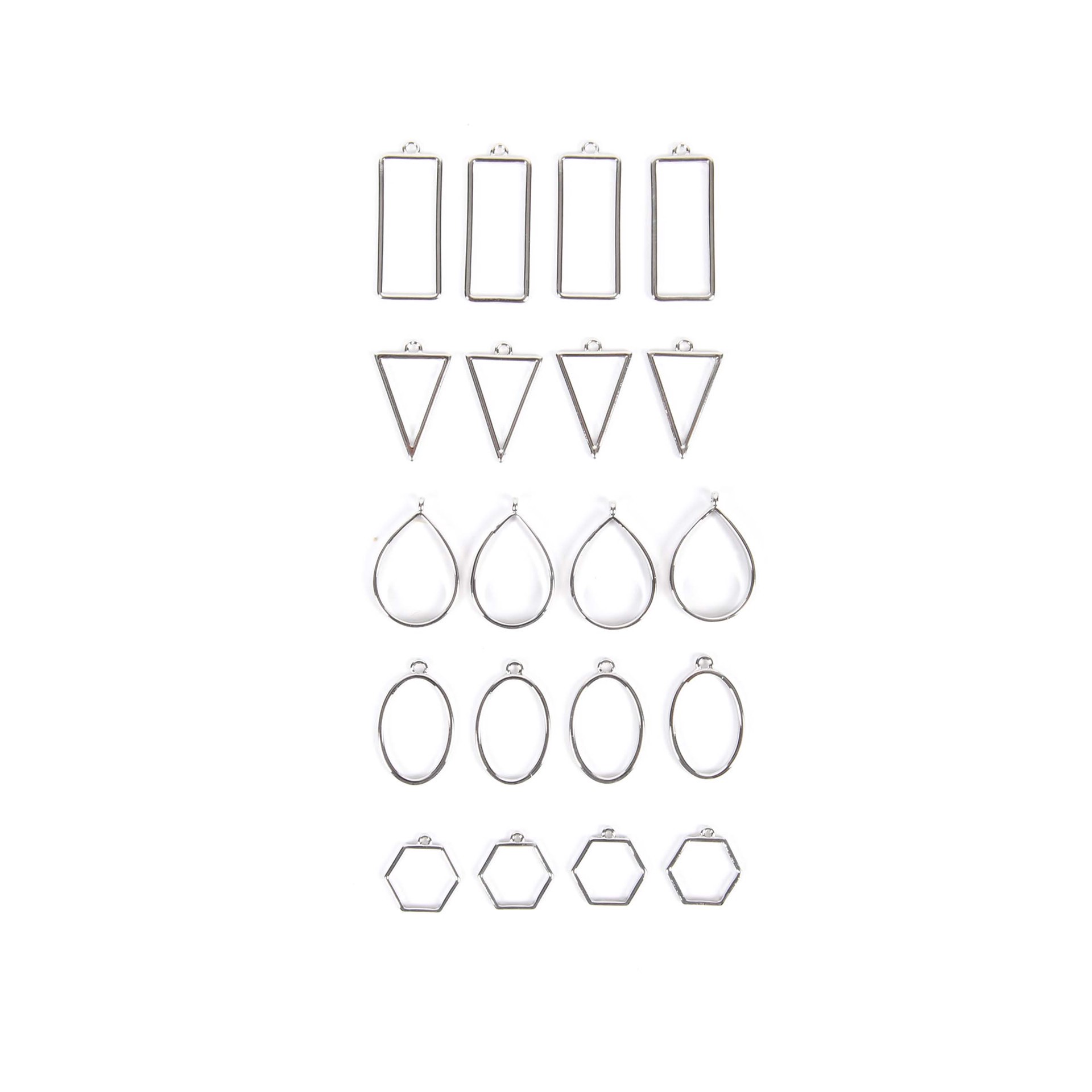 slide 4 of 5, Blue Moon Studio Uv Resin Craft Silver Simple Shapes Fillable Metal Charm Set, 0.79 in x 1.81 in x 0.08 in