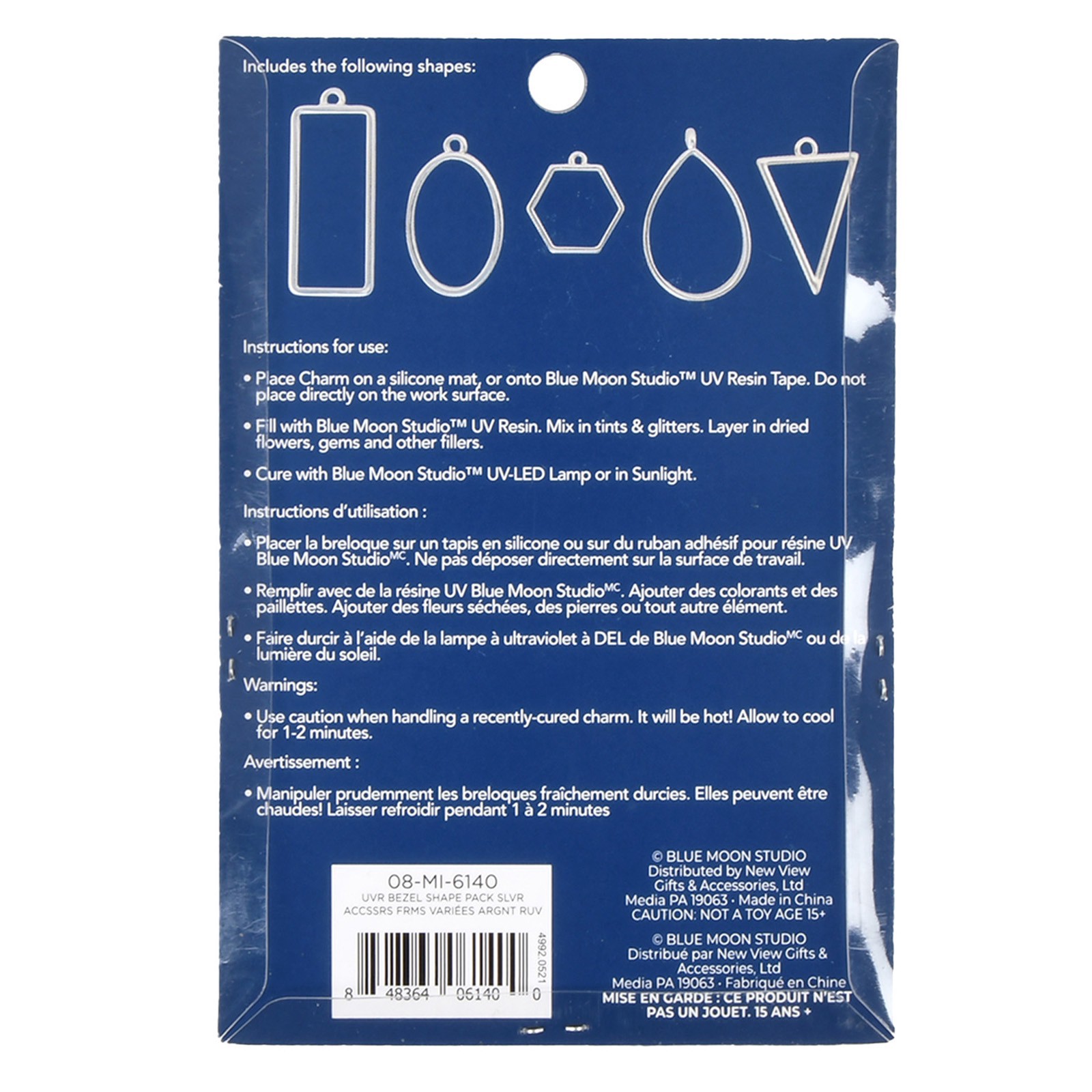 slide 3 of 5, Blue Moon Studio Uv Resin Craft Silver Simple Shapes Fillable Metal Charm Set, 0.79 in x 1.81 in x 0.08 in