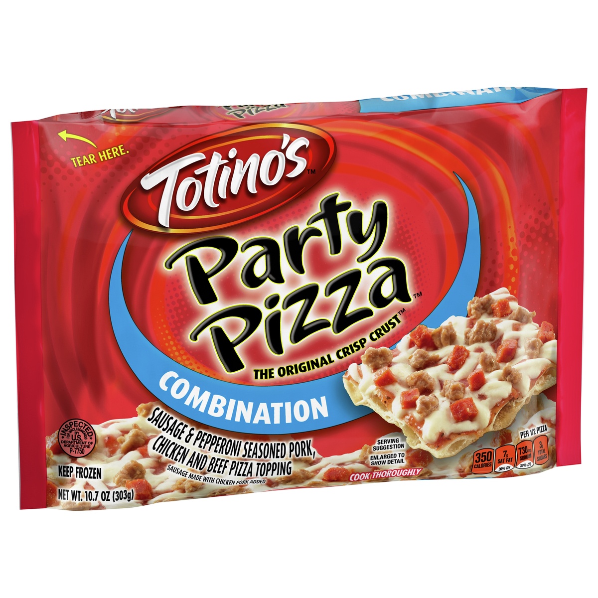slide 2 of 11, Totino's Party Pizza, Combination, Frozen Snacks, 10.7 oz, 1 ct, 10.7 oz