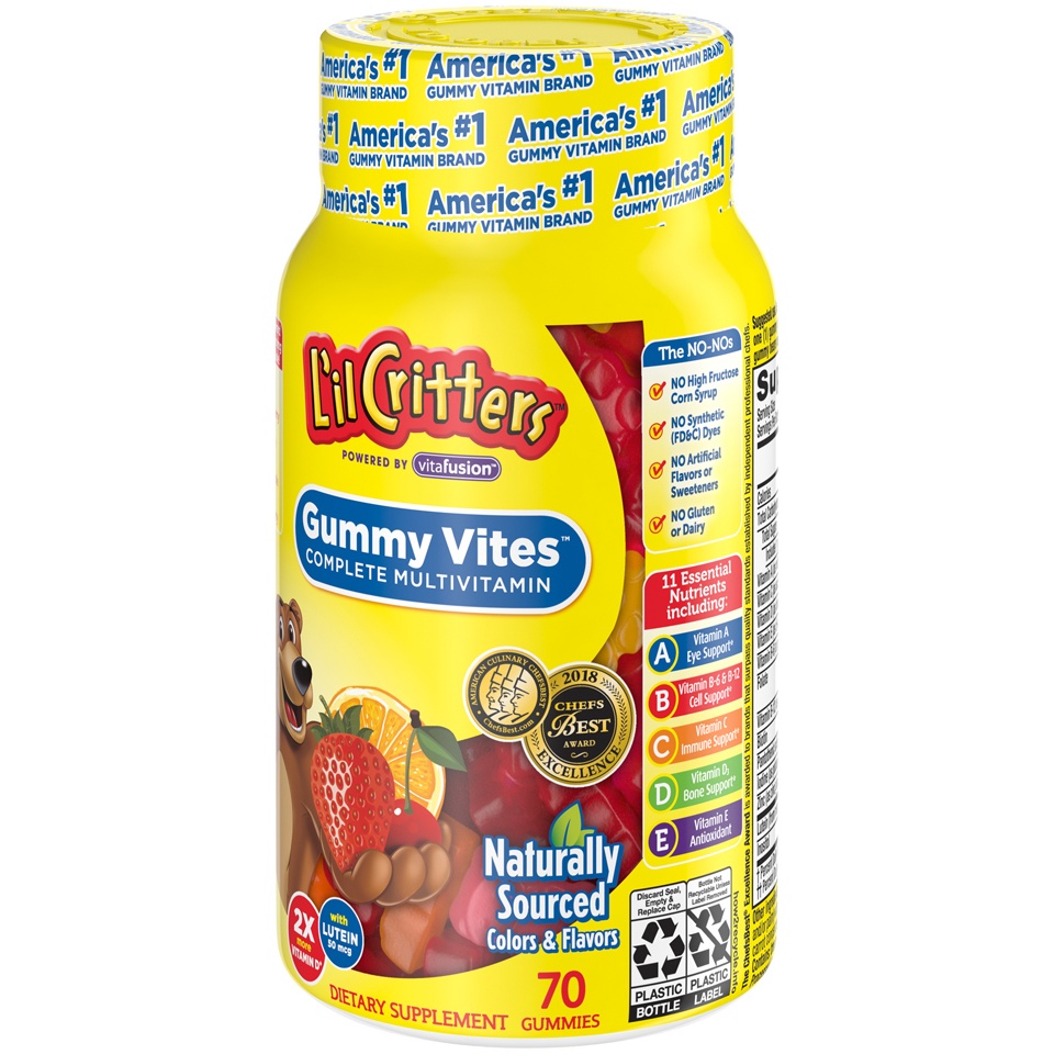 slide 3 of 4, L'il Critters Multi-Vitamin Dietary Supplement Gummies, 70 ct