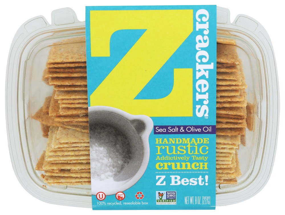 slide 1 of 3, Z Crackers Sea Salt & Olive Oil, 8 oz