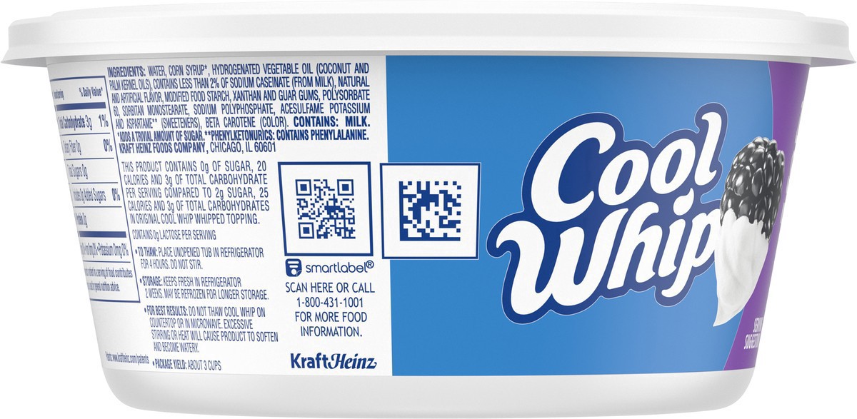 slide 7 of 9, Cool Whip Zero Sugar Whipped Topping Lid (66849-00001 - C34343379) 8 oz (227g) English, 8 oz