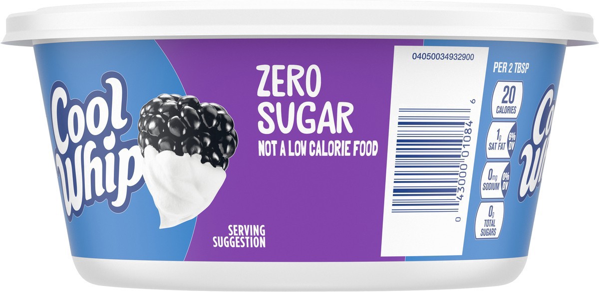 slide 3 of 9, Cool Whip Zero Sugar Whipped Topping Lid (66849-00001 - C34343379) 8 oz (227g) English, 8 oz