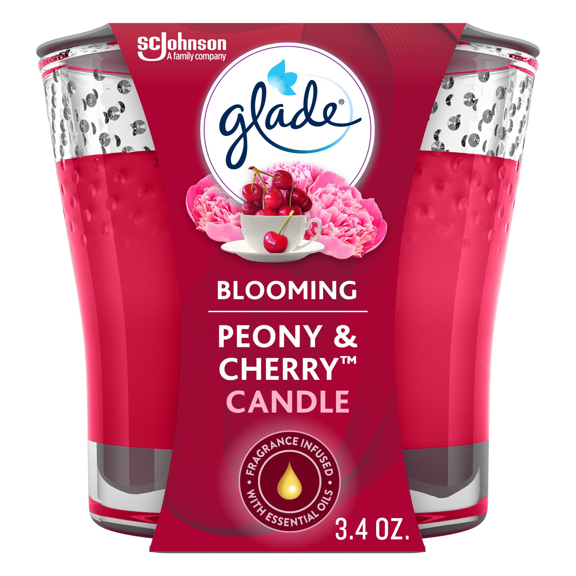 slide 4 of 5, Glade Cherry Candle Blooming Peony, 3.4 oz