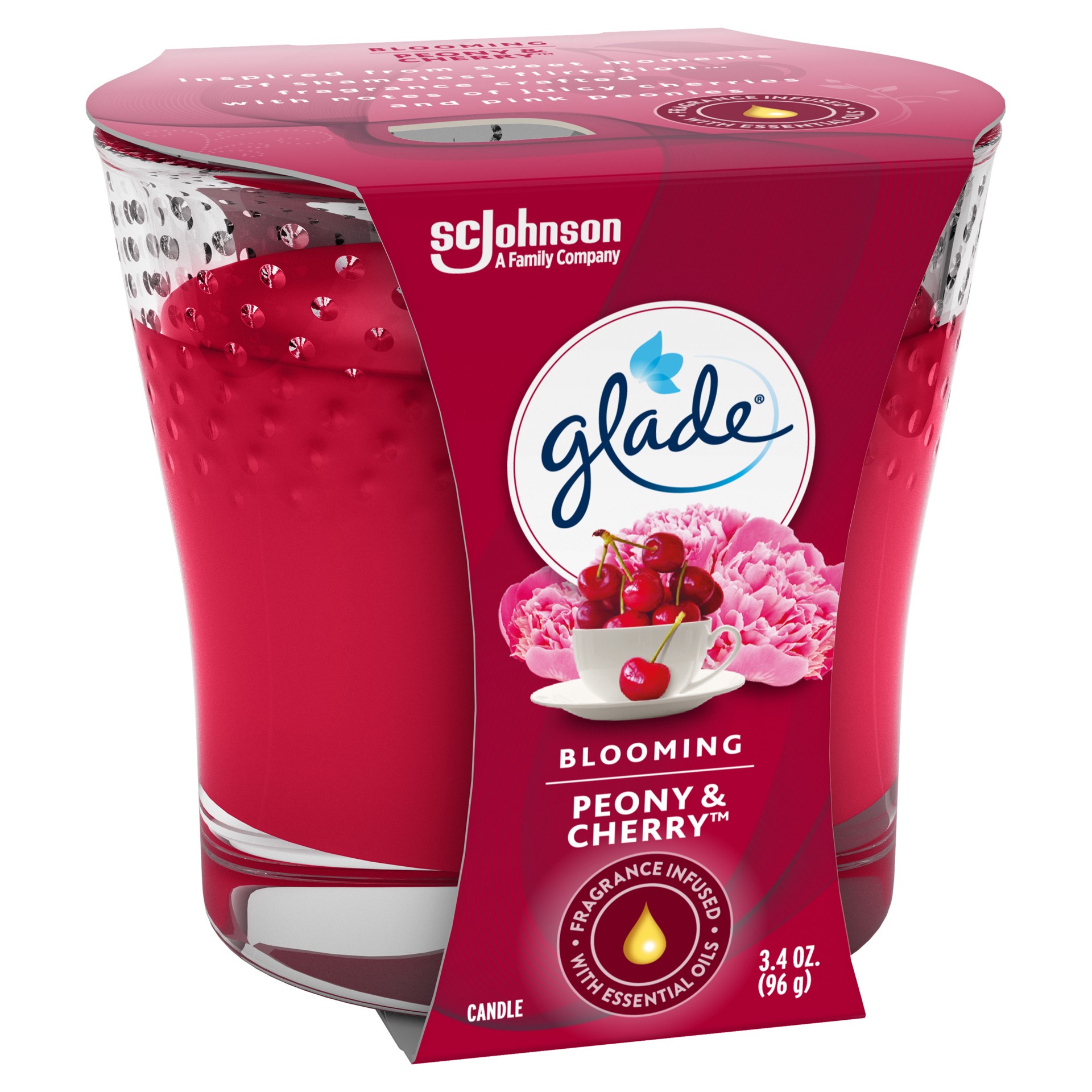 slide 3 of 5, Glade Cherry Candle Blooming Peony, 3.4 oz