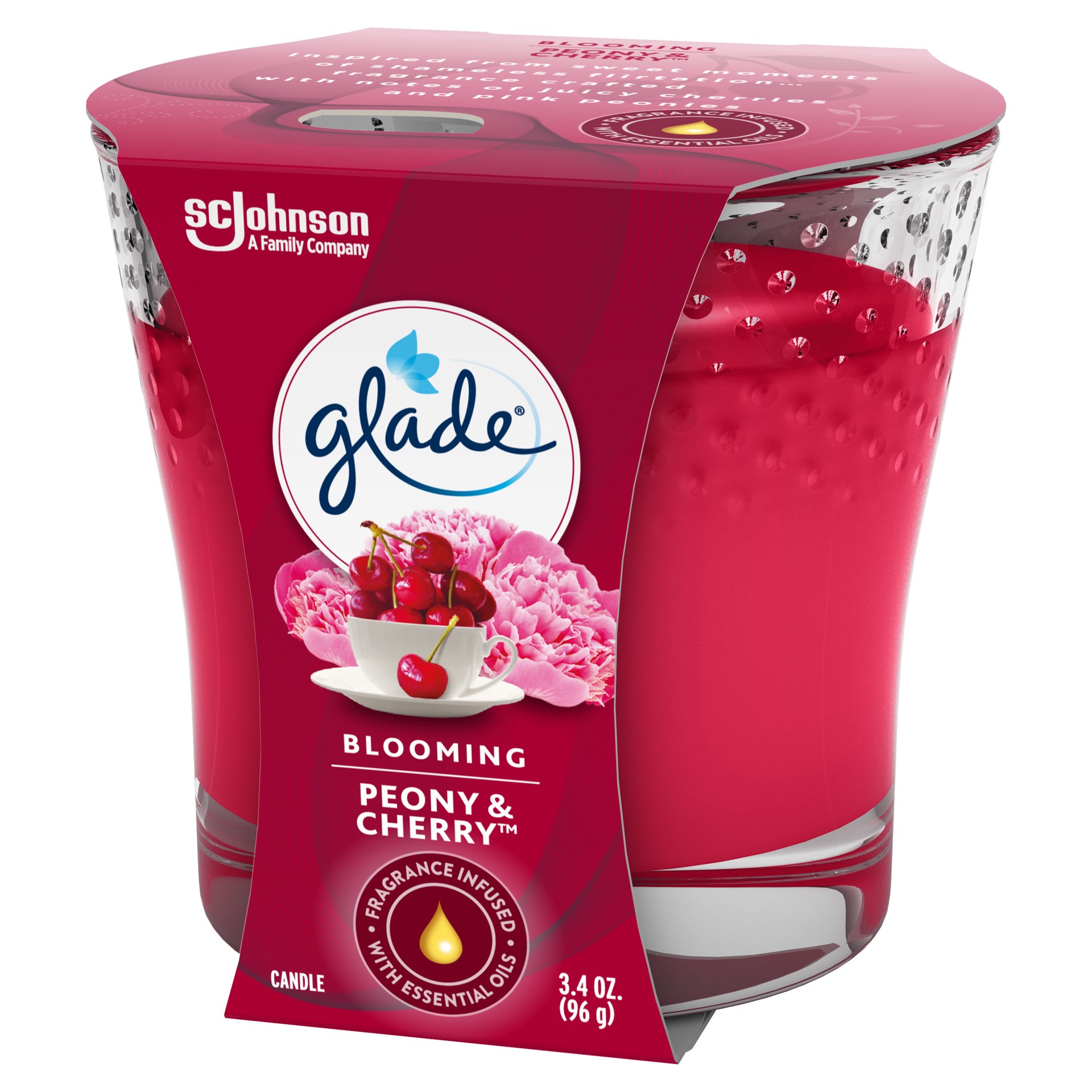 slide 5 of 5, Glade Cherry Candle Blooming Peony, 3.4 oz
