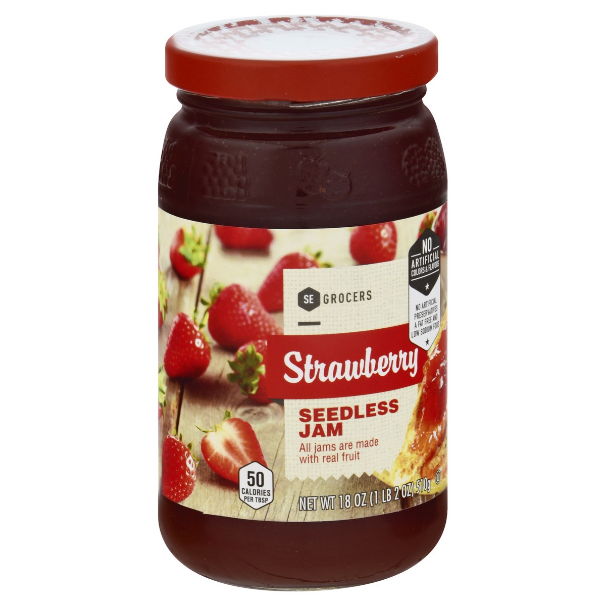slide 3 of 9, Se Grocers Seedless Strawberry, 18 oz