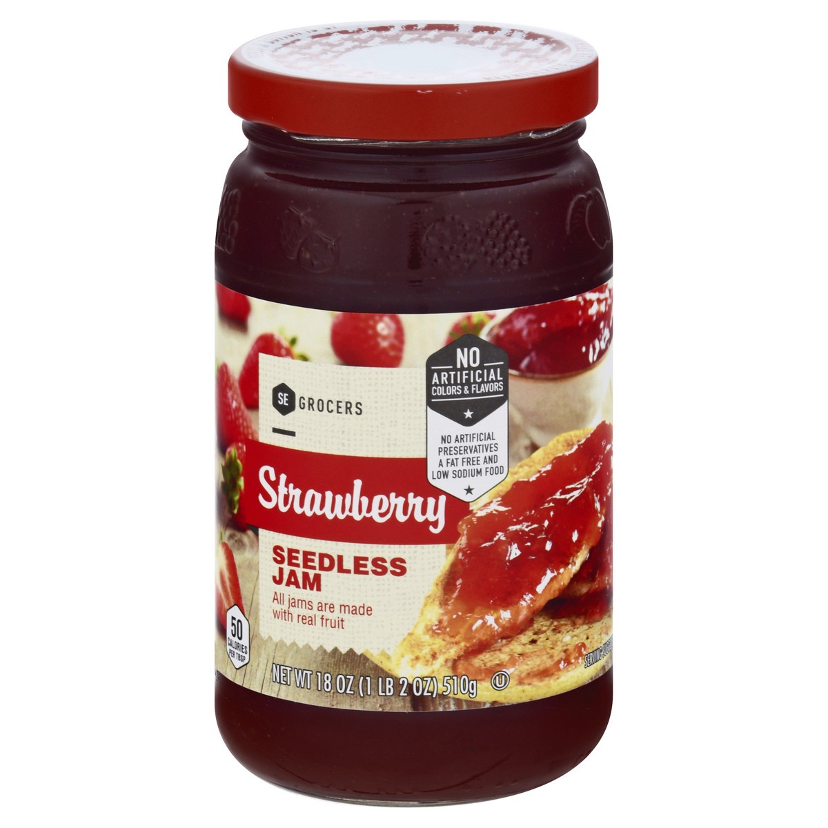 slide 8 of 9, Se Grocers Seedless Strawberry, 18 oz