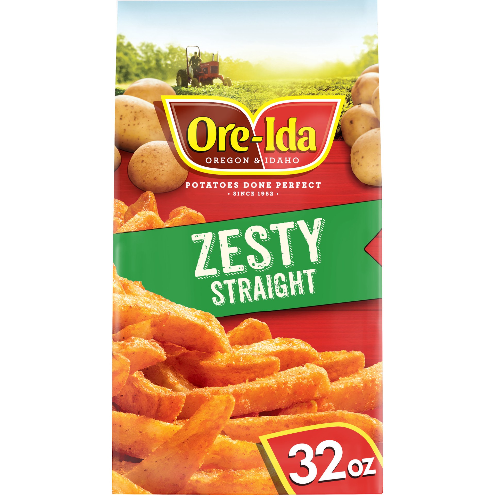 slide 1 of 5, Ore-Ida Zesty Straight Seasoned French Fries Fried Frozen Potatoes, 32 oz Bag, 32 oz