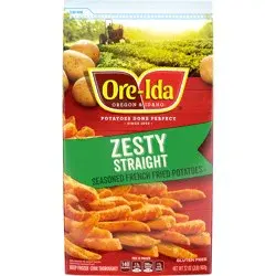 Ore-Ida Zesty Straight Seasoned French Fries Fried Frozen Potatoes, 32 oz Bag