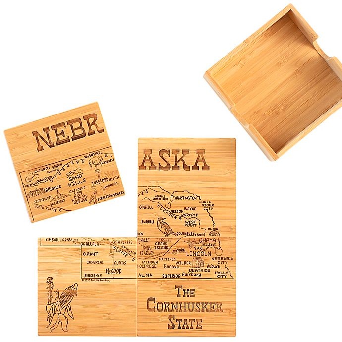 slide 1 of 1, Totally Bamboo Nebraska Puzzle Coaster Set, 5 ct