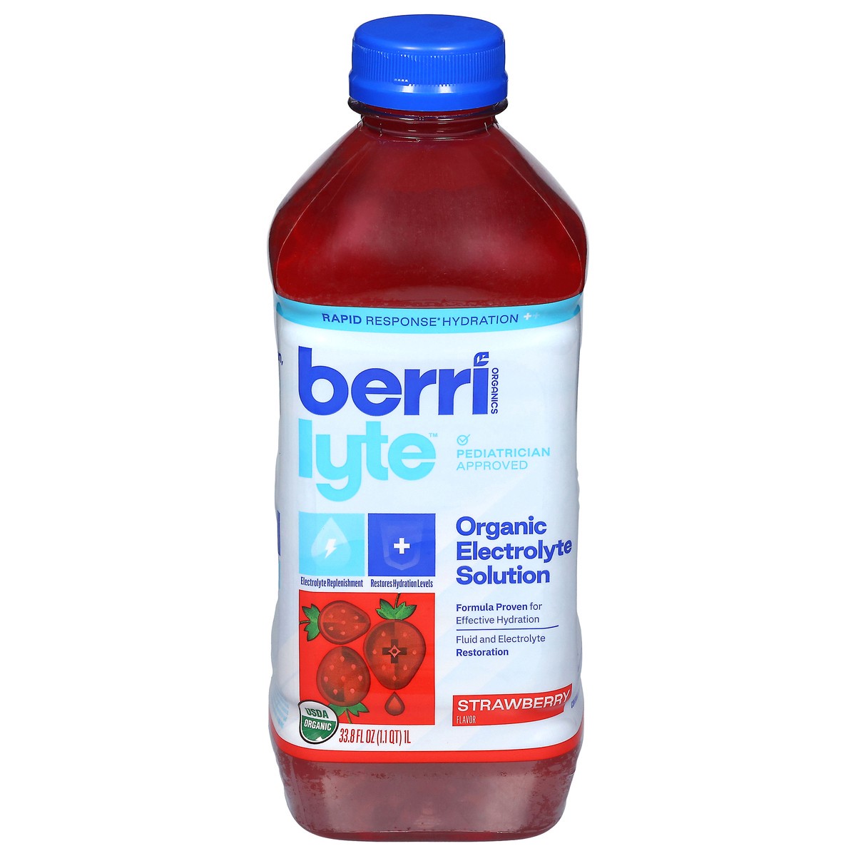 slide 1 of 4, Berri Lyte Strawberry Organic Electrolyte Solution 33.8 fl oz, 33.8 fl oz