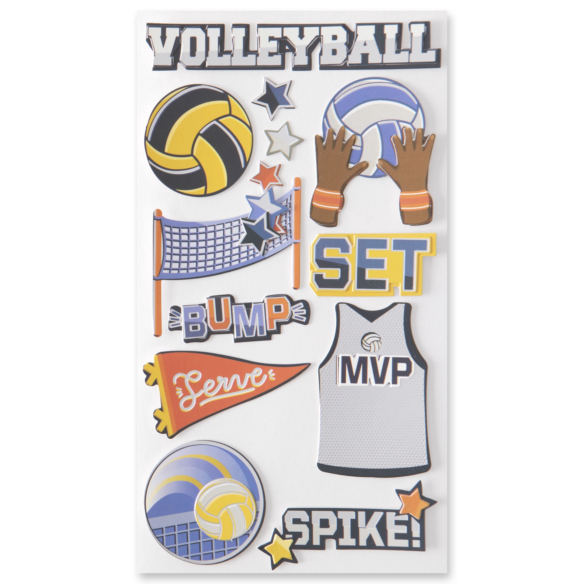 slide 5 of 5, Volleyball Stickers By Recollections, 3.75 in x 6.75 in