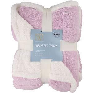 slide 1 of 1, Fall Fest Checkboard Sherpa Throw Blanket, Lilac, 1 ct