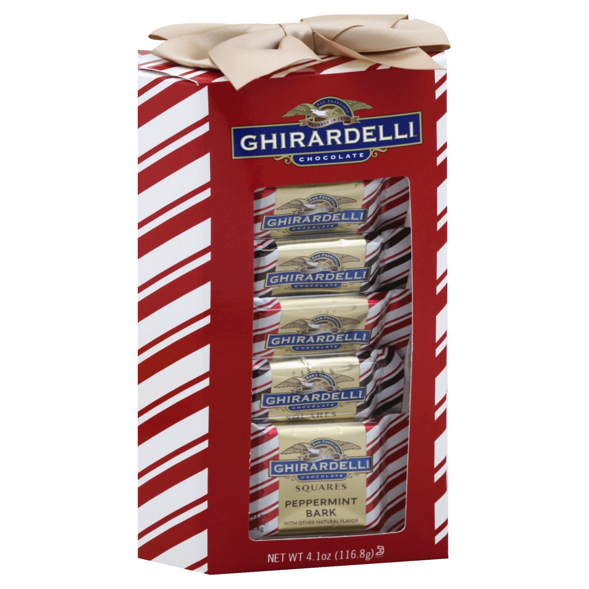 slide 1 of 4, Ghirardelli Holiday Chocolate Squares Gift Box - Peppermint Bark, 4.1 oz