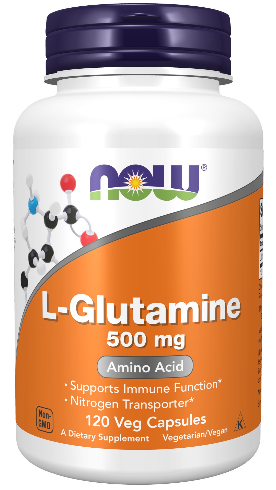 slide 1 of 4, NOW Supplements L-Glutamine 500 mg - 120 Veg Capsules, 120 ct