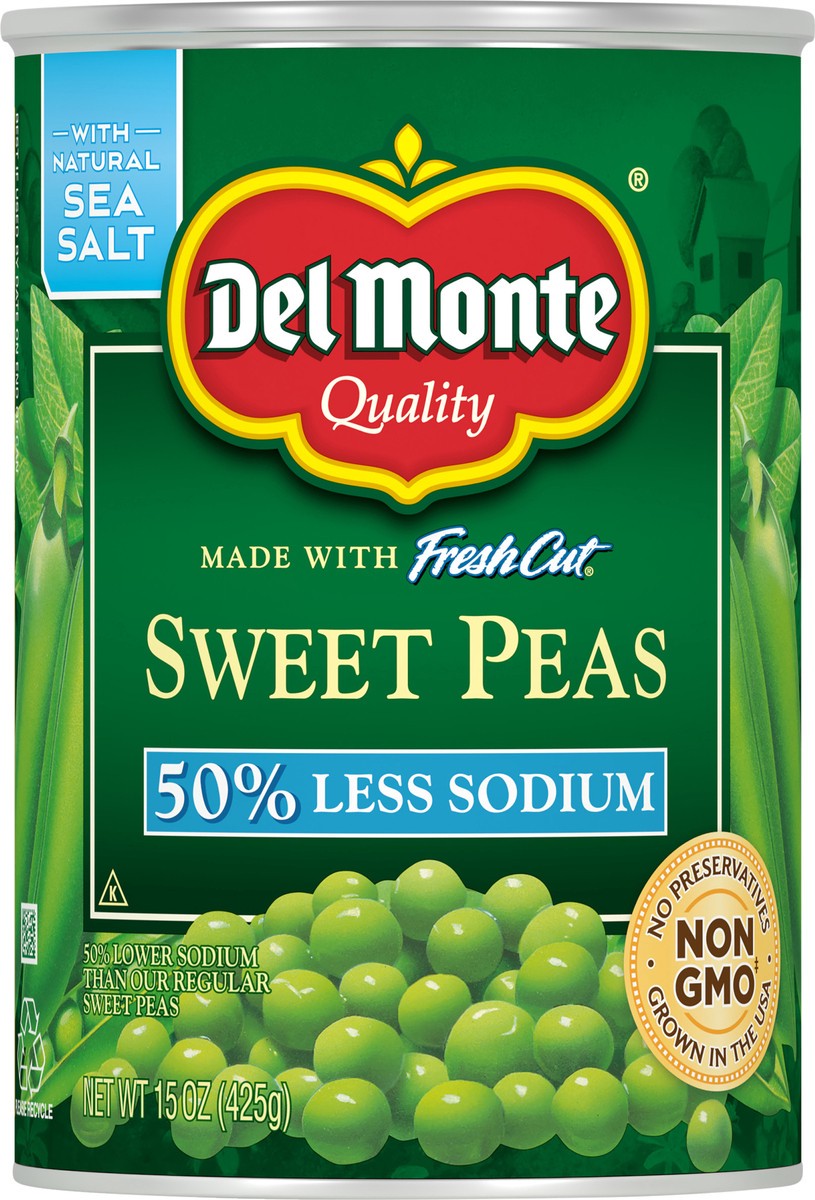 slide 3 of 6, Del Monte Fresh Cut Low Sodium Sweet Peas, 15 oz