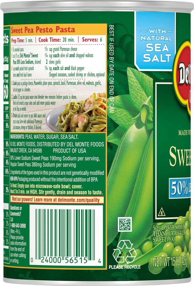 slide 4 of 6, Del Monte Fresh Cut Low Sodium Sweet Peas, 15 oz