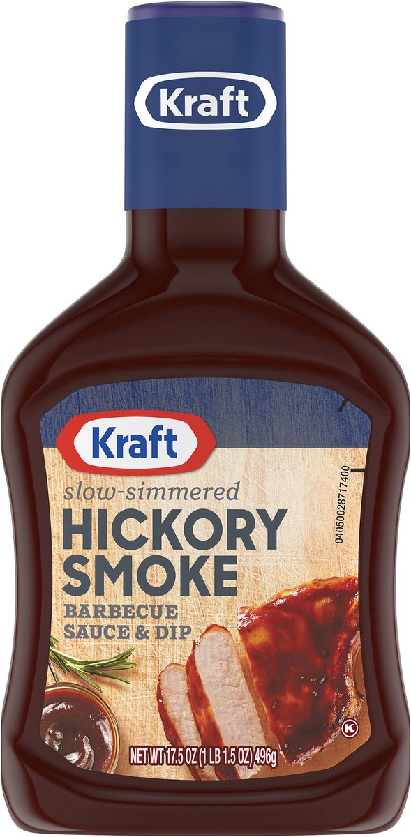 slide 8 of 9, Kraft Hickory Smoke Slow-Simmered Barbecue BBQ Sauce, 17.5 oz Bottle, 17.5 oz