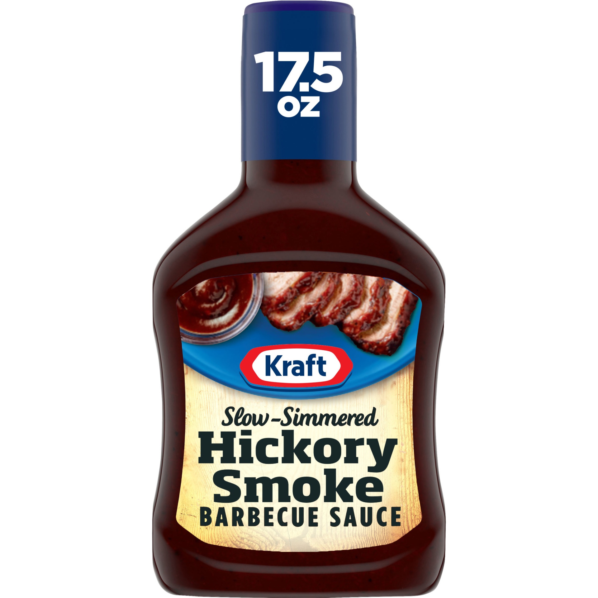 slide 1 of 6, Kraft Hickory Smoke Slow-Simmered Barbecue Sauce Bottle, 17.5 oz