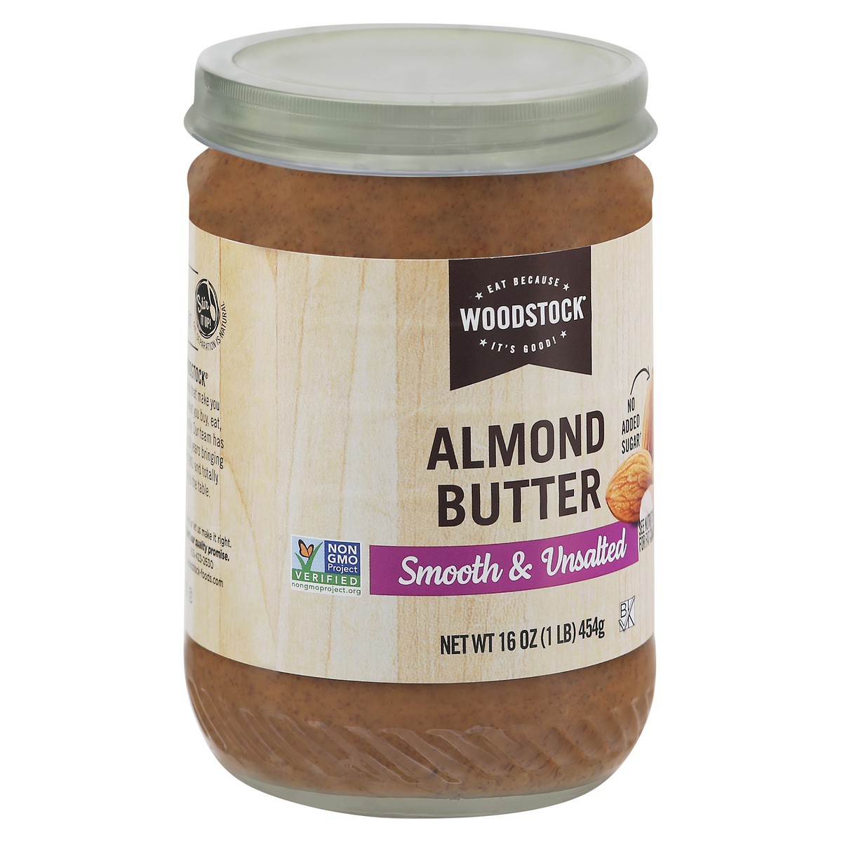 slide 6 of 9, Woodstock Smooth & Unsalted Almond Butter, 16 oz