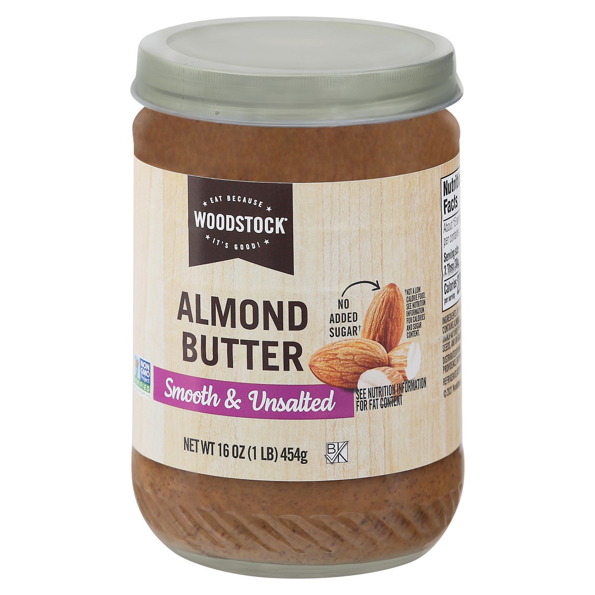 slide 9 of 9, Woodstock Smooth & Unsalted Almond Butter, 16 oz