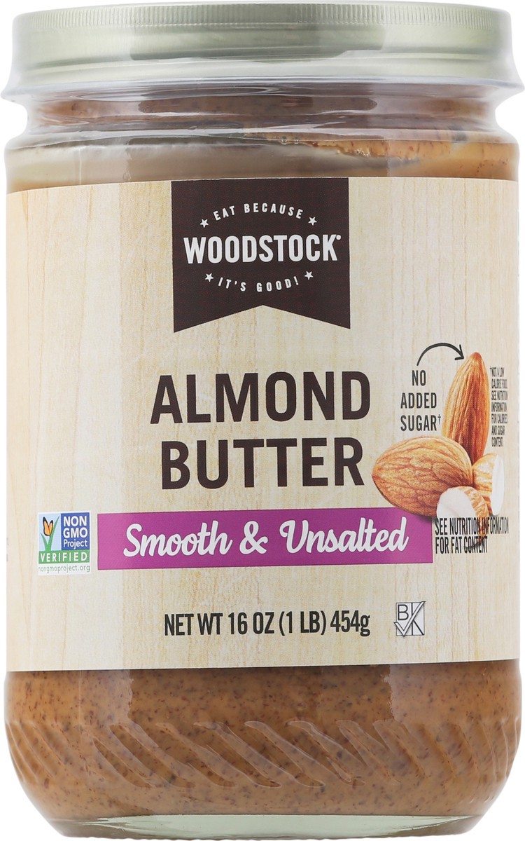 slide 1 of 9, Woodstock Smooth & Unsalted Almond Butter, 16 oz