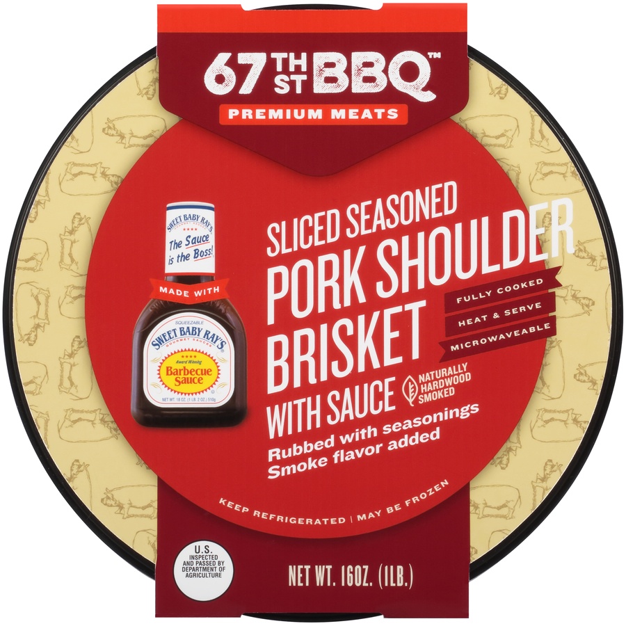 slide 1 of 8, Sweet Baby Rays Pork Shoulder Brisket With Sauce, 16 oz