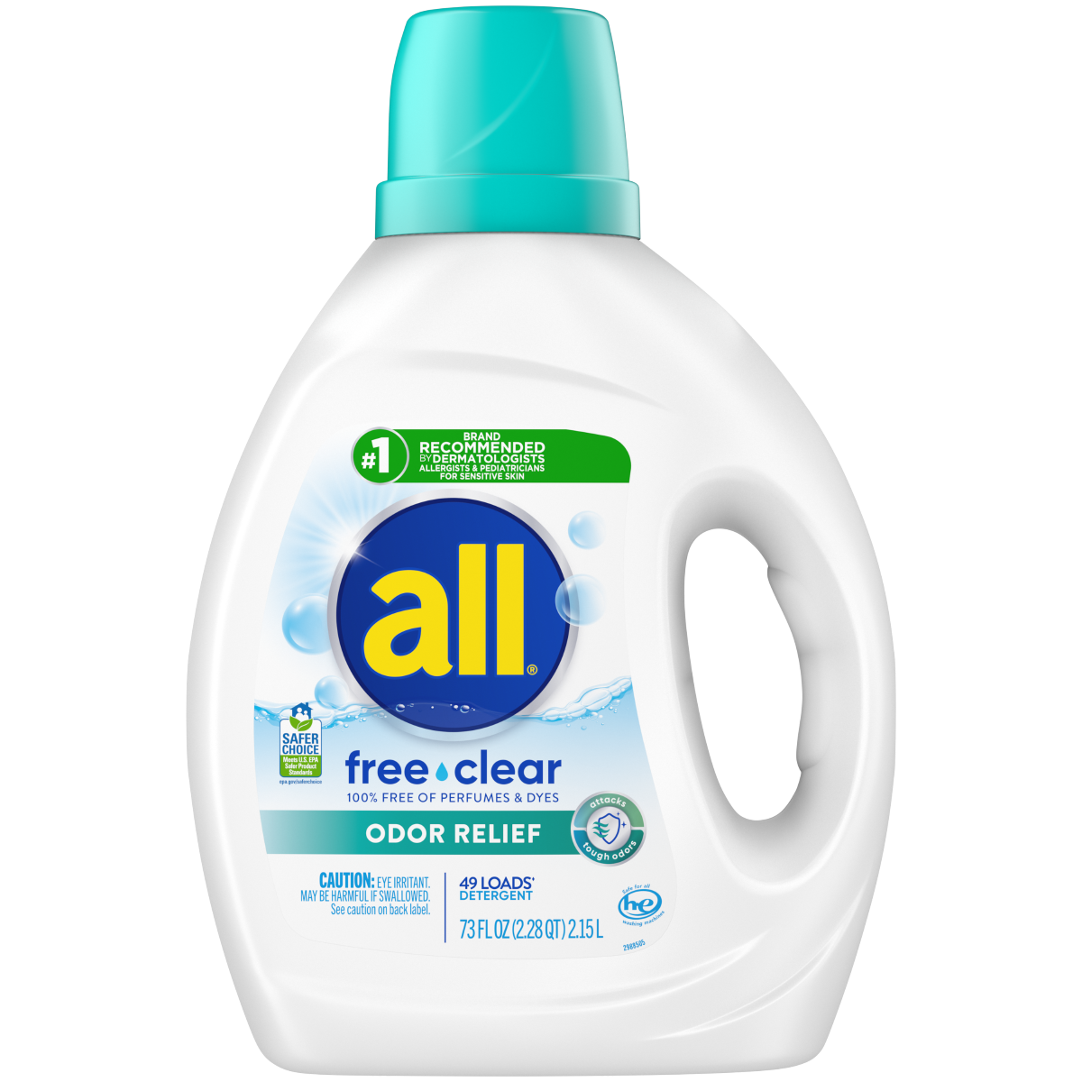 slide 1 of 5, All Free Clear Odor Relief Detergent 73 fl oz, 73 fl oz