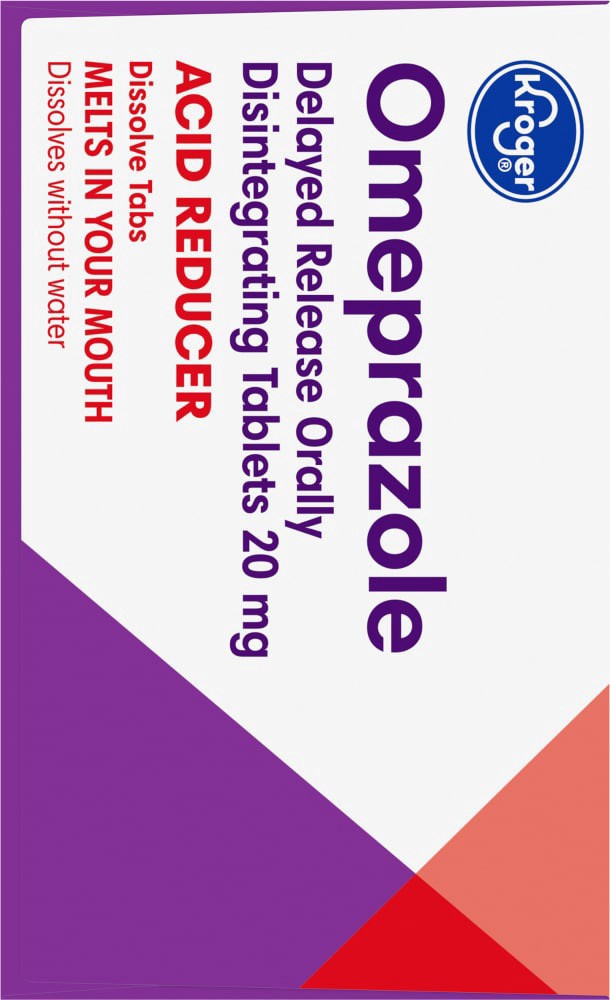 slide 4 of 6, Kroger Omeprazole Strawberry Flavor Acid Reducer Tablets 20Mg, 42 ct