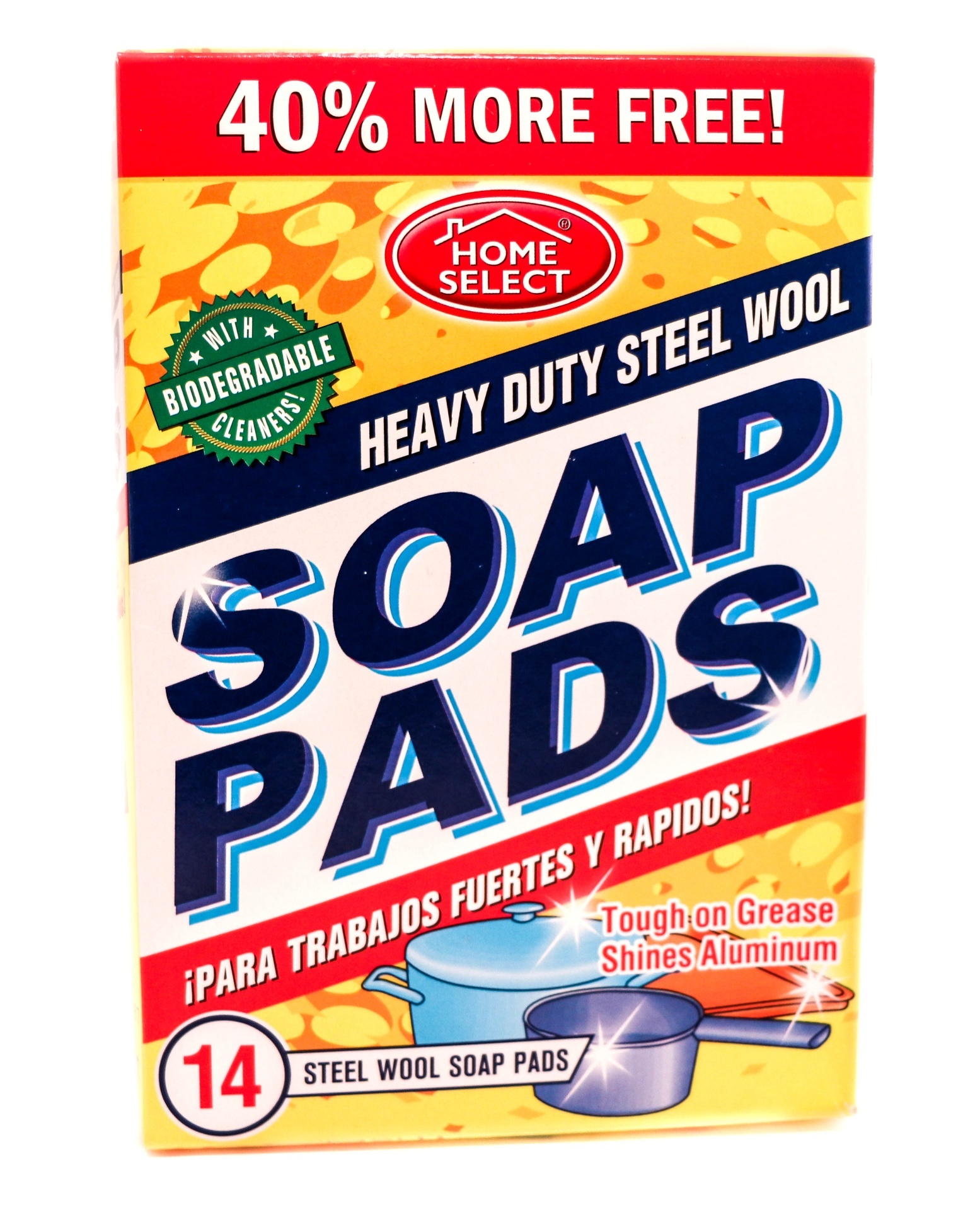 slide 1 of 1, Home Select Steel Wool Soap Pads, 14 ct