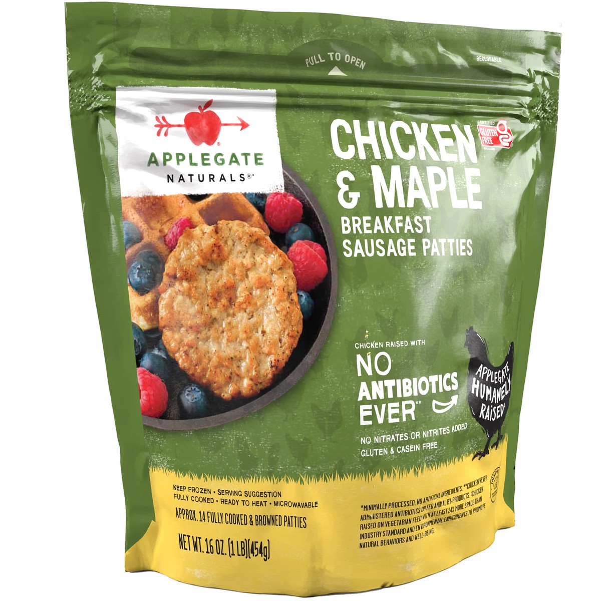 slide 3 of 9, Applegate Chicken & Maple Breakfast Sausage Patties (Frozen), 16 oz
