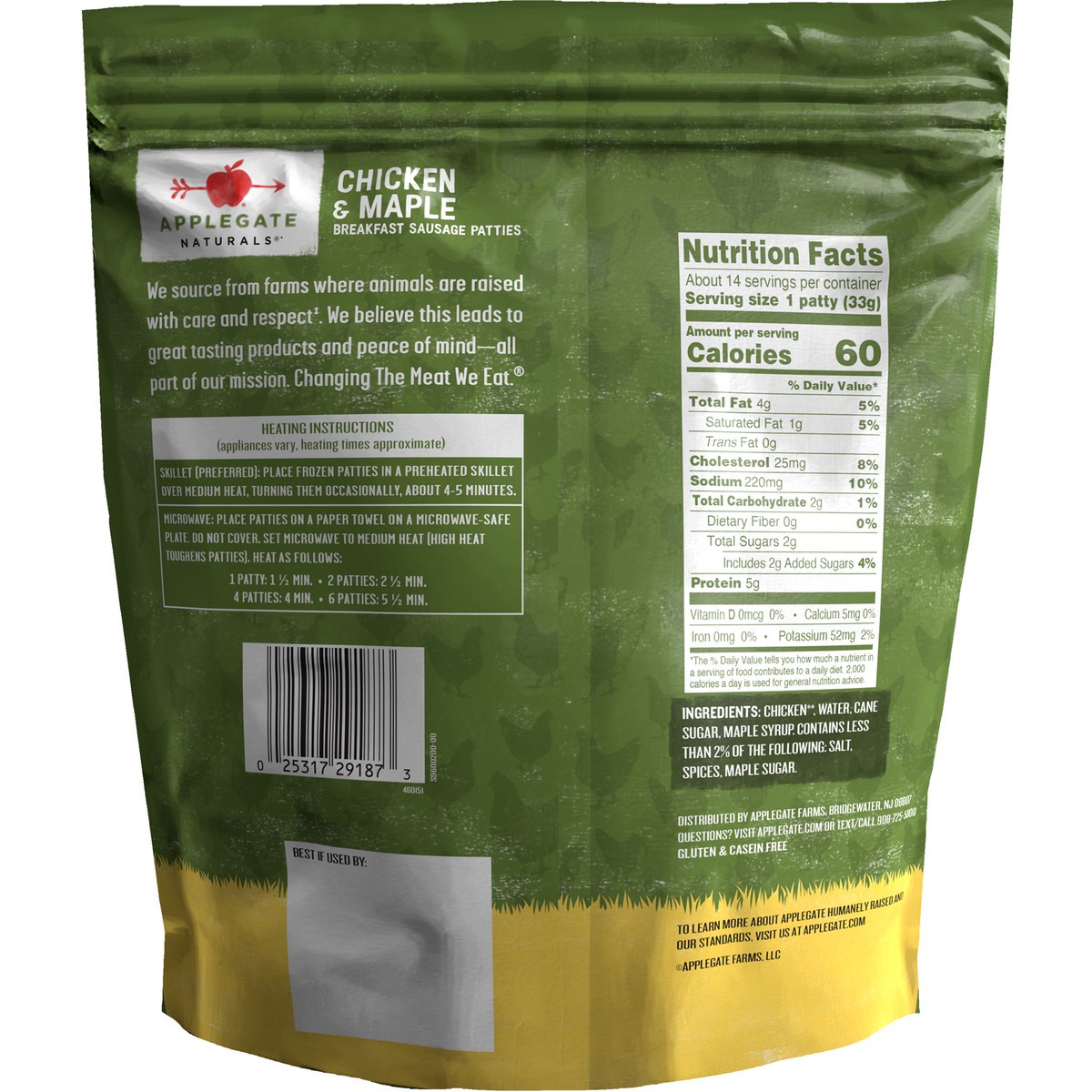 slide 5 of 9, Applegate Chicken & Maple Breakfast Sausage Patties (Frozen), 16 oz