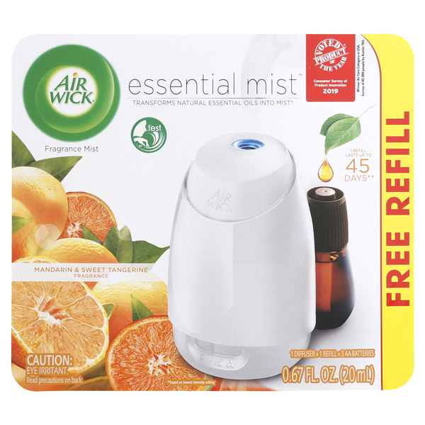 slide 1 of 1, Air Wick Essential Mist Starter Kit With Free Refill Mandarin Sweet Tangerine, 1 ct